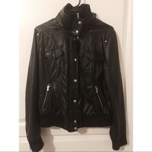 Faux black leather jacket
